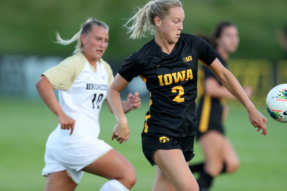 Iowa Hawkeyes midfielder Hailey Rydberg (2) against Western Michigan Thursday, August 22, 2019 at the Iowa Soccer Complex. (Brian Ray/hawkeyesports.com)
