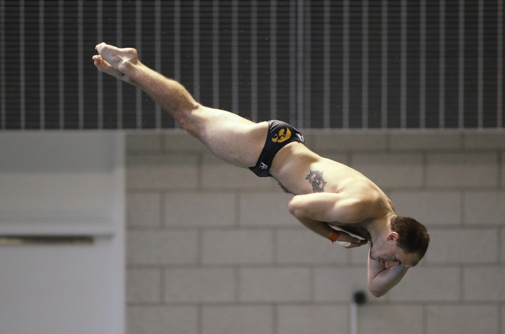 Anton Hoherz competes on the 3 meter board Thursday, November 15, 2018 during the 2018 Hawkeye Invitational at the Campus Recreation and Wellness Center. (Brian Ray/hawkeyesports.com)