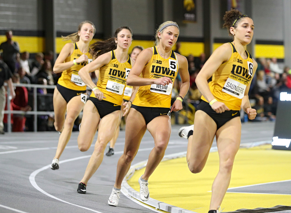 Iowa’s Aly Weum runs the women’s 600 meter run event during the Jimmy Grant Invitational at the Recreation Building in Iowa City on Saturday, December 14, 2019. (Stephen Mally/hawkeyesports.com)