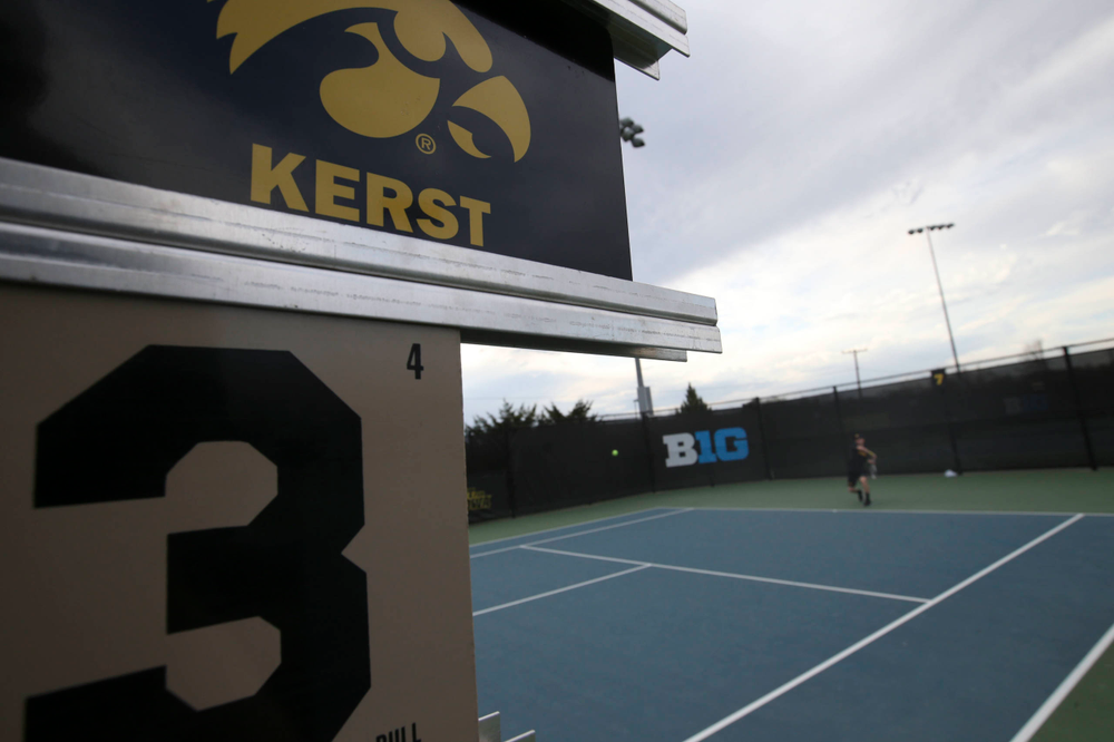 IowaÕs Jason Kerst at tennis vs Illinois State on Sunday, April 21, 2019 at the Hawkeye Tennis and Recreation Complex. (Lily Smith/hawkeyesports.com)