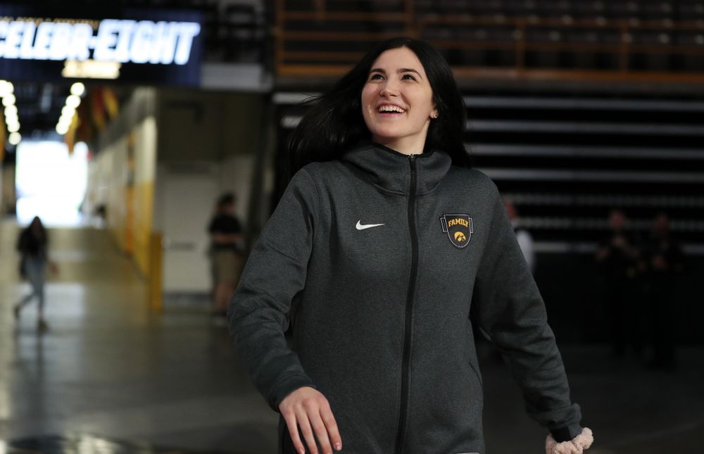 Iowa Hawkeyes forward Megan Gustafson (10)
during the teamÕs Celebr-Eight event Wednesday, April 24, 2019 at Carver-Hawkeye Arena. (Brian Ray/hawkeyesports.com)