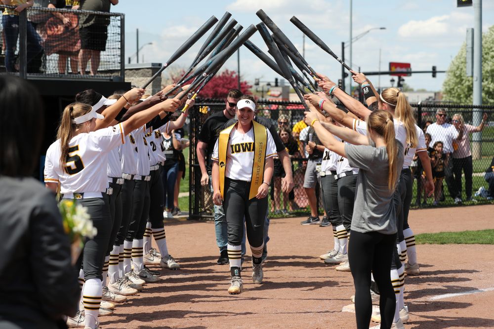 Iowa Hawkeyes Erin Riding (6) during senior day festivities following their game against the Ohio State Buckeyes Sunday, May 5, 2019 at Pearl Field. (Brian Ray/hawkeyesports.com)ic