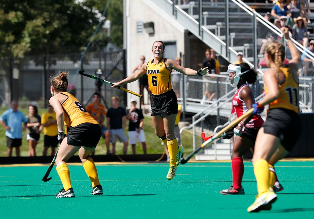 Iowa Hawkeyes Anthe Nijziel (6) scores against Indiana Sunday, September 16, 2018 at Grant Field. (Brian Ray/hawkeyesports.com)