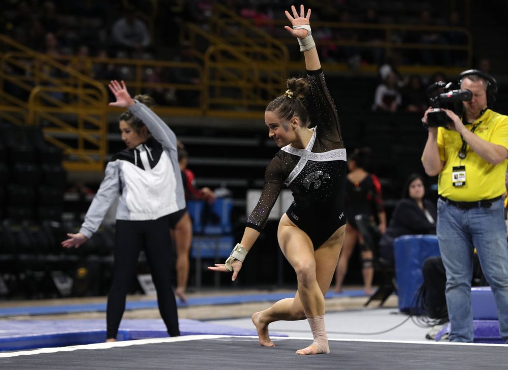 Iowa's Allie Gilchrist competes on the floor against the Rutgers Scarlet Knights Saturday, January 26, 2019 at Carver-Hawkeye Arena. (Brian Ray/hawkeyesports.com)