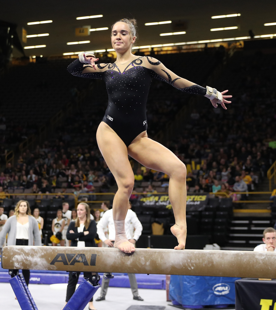 Iowa's Allie Gilchrist competes on the beam during their meet against Southeast Missouri State Friday, January 11, 2019 at Carver-Hawkeye Arena. (Brian Ray/hawkeyesports.com)
