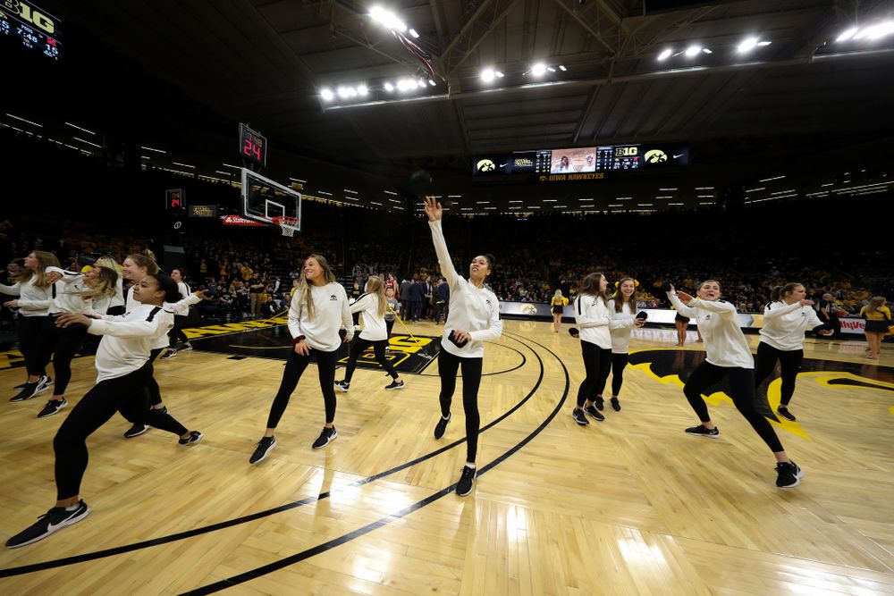 The Iowa Soccer Team is recognized during the Iowa Hawkeyes game against the Nebraska Cornhuskers Saturday, February 8, 2020 at Carver-Hawkeye Arena. (Brian Ray/hawkeyesports.com)