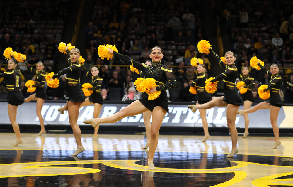 The Iowa Dance Team performs at halftime of the Iowa Hawkeyes game against the Maryland Terrapins Friday, January 10, 2020 at Carver-Hawkeye Arena. (Brian Ray/hawkeyesports.com)