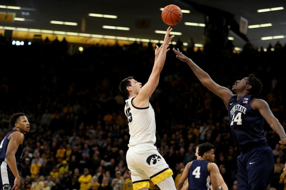 Iowa Hawkeyes forward Ryan Kriener (15) against Penn State Saturday, February 29, 2020 at Carver-Hawkeye Arena. (Brian Ray/hawkeyesports.com)