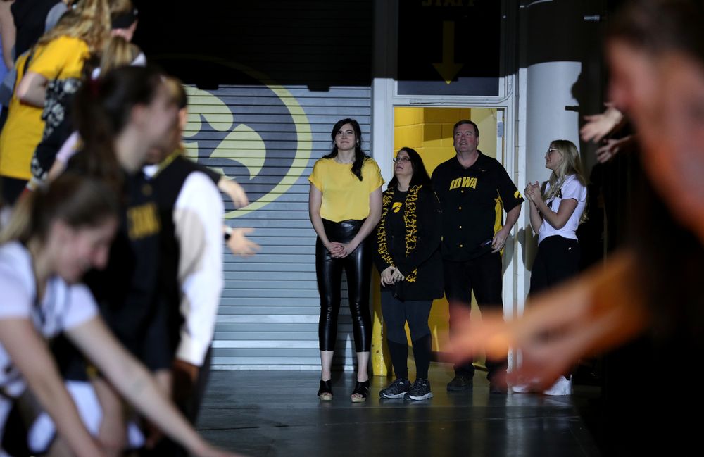 Megan Gustafson is introduced during a jersey retirement ceremony Sunday, January 26, 2020 at Carver-Hawkeye Arena. (Brian Ray/hawkeyesports.com)