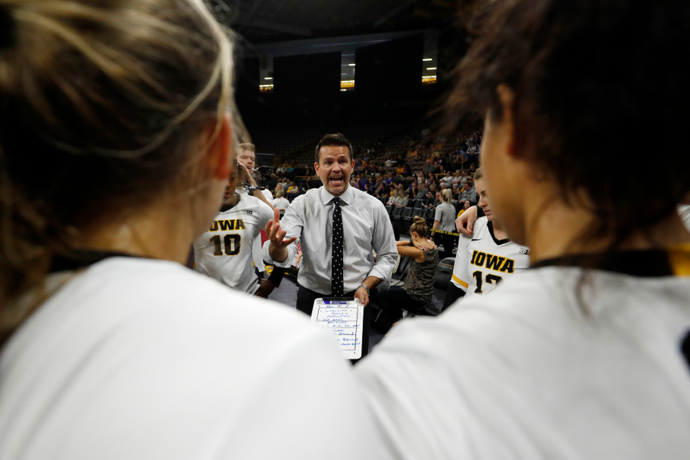Iowa Hawkeyes head coach Bond Shymansky against Eastern Illinois Sunday, September 9, 2018 at Carver-Hawkeye Arena. (Brian Ray/hawkeyesports.com)