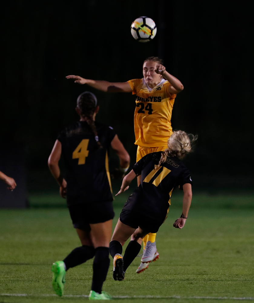 Iowa Hawkeyes Sara Wheaton (24) against the Missouri Tigers Friday, August 17, 2018 at the Iowa Soccer Complex. (Brian Ray/hawkeyesports.com)