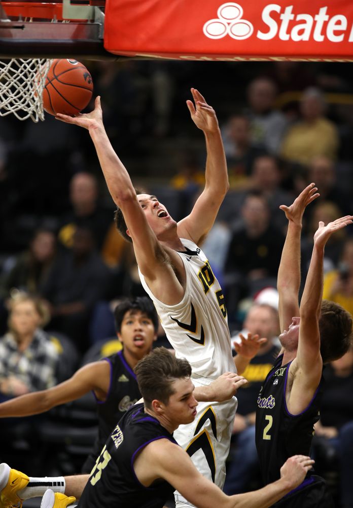 Iowa Hawkeyes forward Nicholas Baer (51) against the Western Carolina Catamounts Tuesday, December 18, 2018 at Carver-Hawkeye Arena. (Brian Ray/hawkeyesports.com)