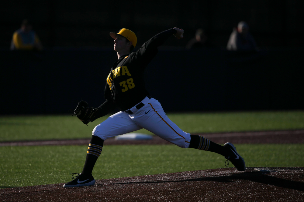 Iowa pitcher Trenton Wallace at the game vs. Bradley on Tuesday, March 26, 2019 at (place). (Lily Smith/hawkeyesports.com)