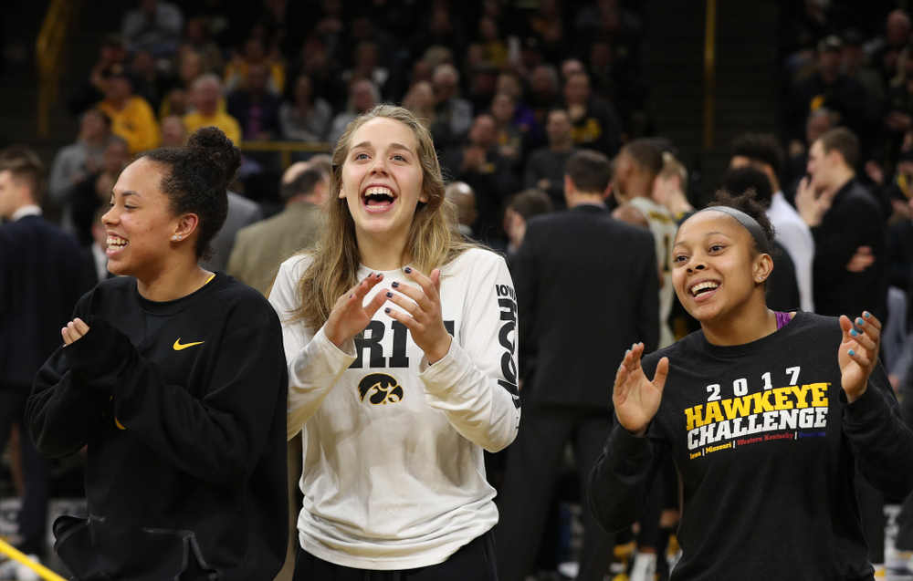 The Iowa Women's Basketball team is recognized during the Iowa Hawkeyes game against the Michigan State Spartans Thursday, January 24, 2019 at Carver-Hawkeye Arena. (Brian Ray/hawkeyesports.com)