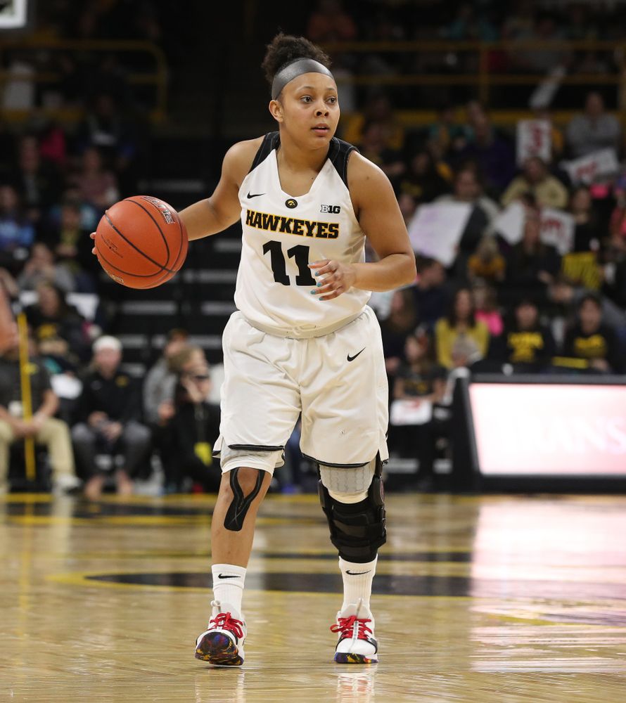 Iowa Hawkeyes guard Tania Davis (11) against the Purdue Boilermakers Sunday, January 27, 2019 at Carver-Hawkeye Arena. (Brian Ray/hawkeyesports.com)