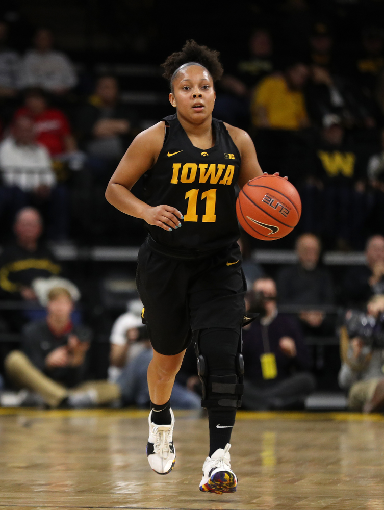 Iowa Hawkeyes guard Tania Davis (11) against the Iowa State Cyclones in the Iowa Corn Cy-Hawk Series Wednesday, December 5, 2018 at Carver-Hawkeye Arena. (Brian Ray/hawkeyesports.com)