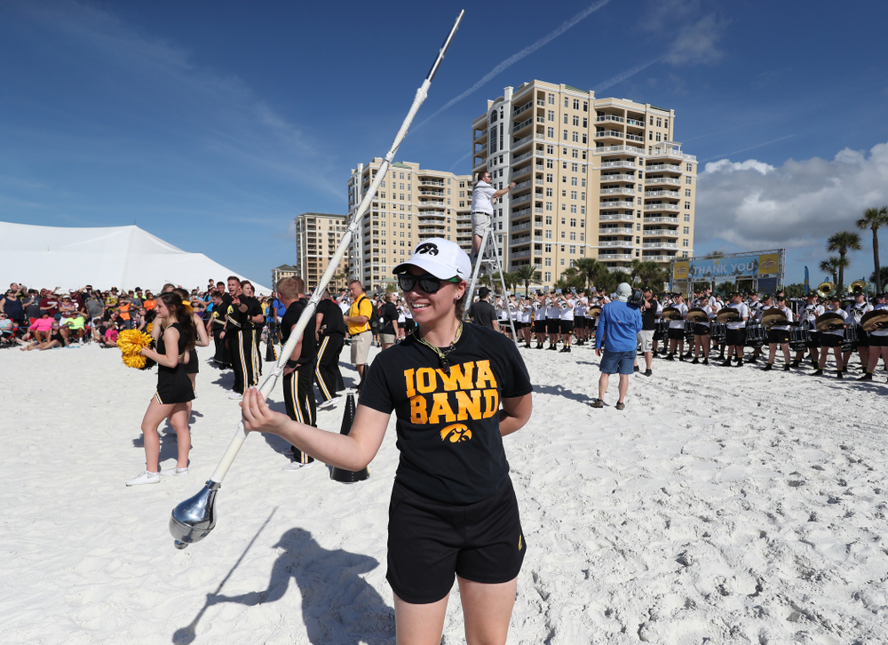 Hawkeye Marching Band Drum Major Analisa Iole during the Outback Bowl Beach Day Sunday, December 30, 2018 at Clearwater Beach. (Brian Ray/hawkeyesports.com)
