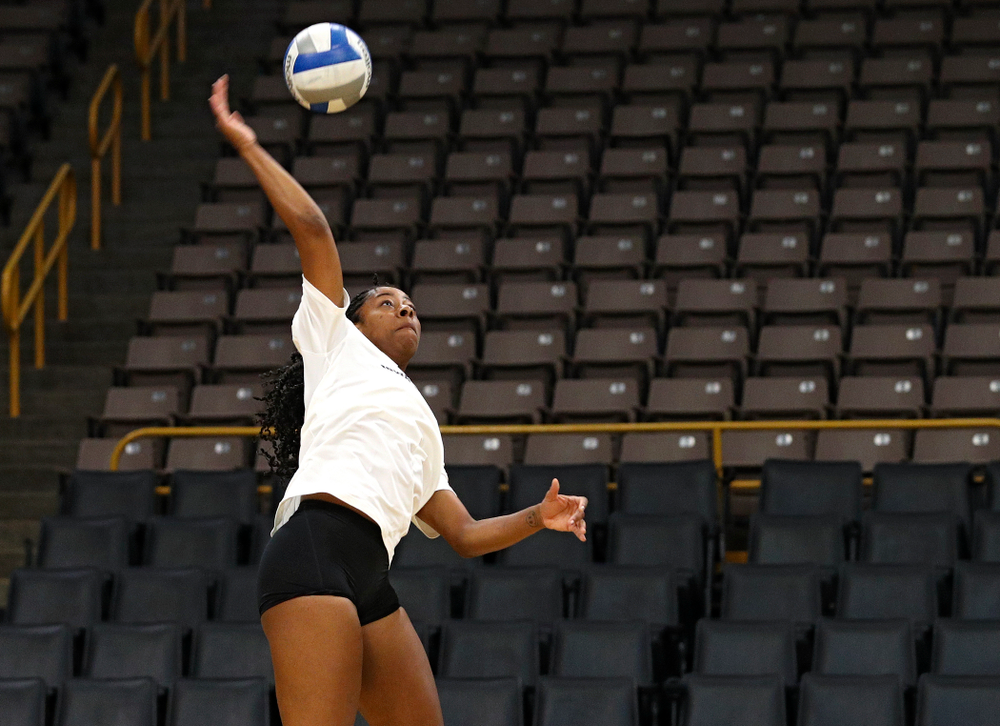 Iowa’s Griere Hughes (10) during Iowa Volleyball’s Media Day at Carver-Hawkeye Arena in Iowa City on Friday, Aug 23, 2019. (Stephen Mally/hawkeyesports.com)