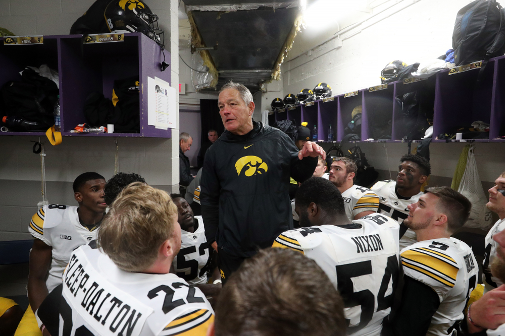 Iowa Hawkeyes head coach Kirk Ferentz against the Northwestern Wildcats Saturday, October 26, 2019 at Ryan Field in Evanston, Ill. (Brian Ray/hawkeyesports.com)