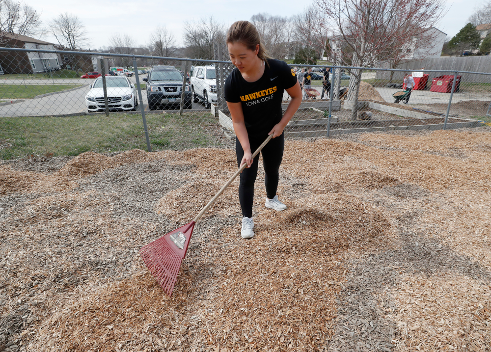 Members of the Iowa Women's Golf Team volunteer during the Iowa Athletics Department's annual Day of Caring Sunday, April 22, 2018. (Brian Ray/hawkeyesports.com)