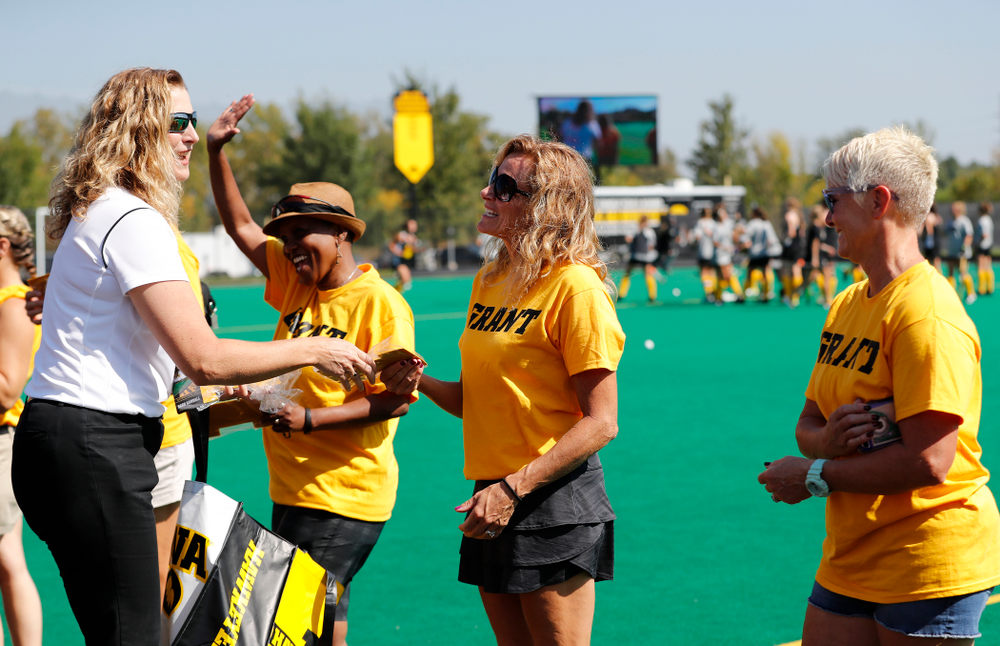 Former field hockey players receive their varsity letters before the Iowa Hawkeyes game against Indiana Sunday, September 16, 2018 at Grant Field. (Brian Ray/hawkeyesports.com)