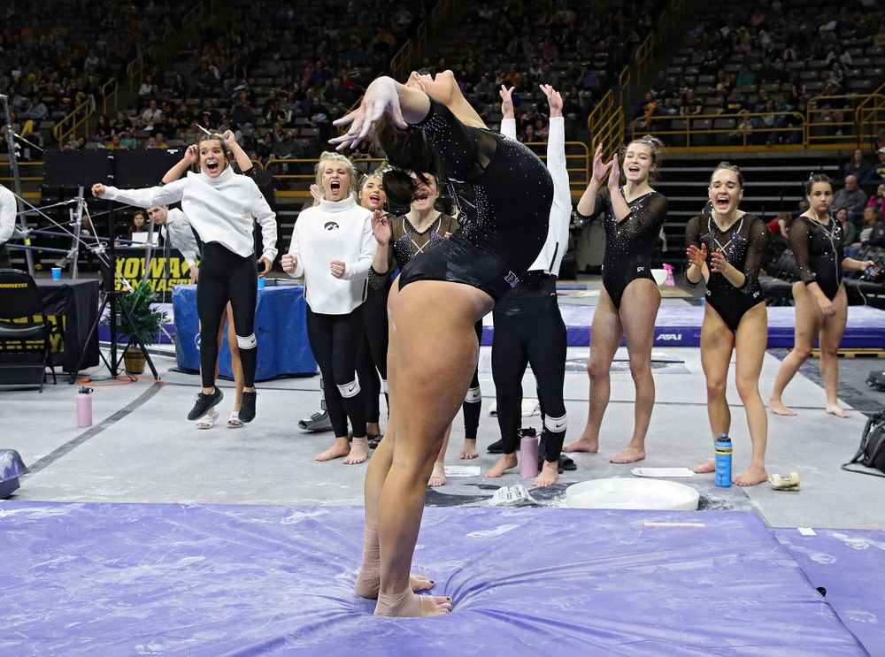 Iowa’s Erin Castle competes on the beam during their meet at Carver-Hawkeye Arena in Iowa City on Sunday, March 8, 2020. (Stephen Mally/hawkeyesports.com)