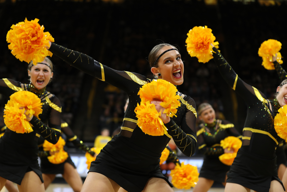 The Iowa Dance Team performs at halftime of the Iowa Hawkeyes game against the Maryland Terrapins Friday, January 10, 2020 at Carver-Hawkeye Arena. (Brian Ray/hawkeyesports.com)