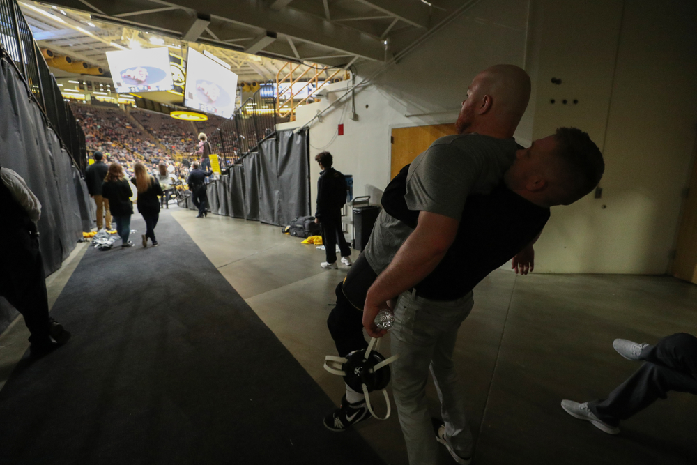 Iowa's Sam Stoll wrestles Indiana's Fletcher Miller at heavyweight Friday, February 15, 2019 at Carver-Hawkeye Arena. (Brian Ray/hawkeyesports.com)