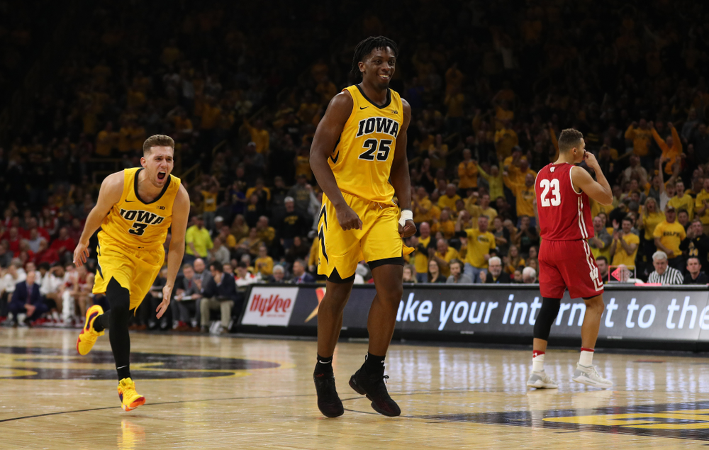 Iowa Hawkeyes guard Jordan Bohannon (3) and forward Tyler Cook (25) against the Wisconsin Badgers Friday, November 30, 2018 at Carver-Hawkeye Arena. (Brian Ray/hawkeyesports.com)