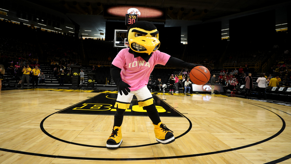 Herky The Hawk against the Wisconsin Badgers Sunday, February 16, 2020 at Carver-Hawkeye Arena. (Brian Ray/hawkeyesports.com)