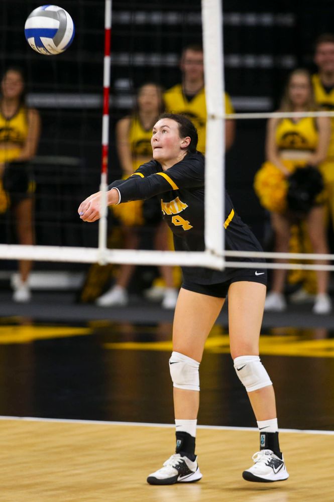 Iowa Hawkeyes defensive specialist Halle Johnston (4) against Coastal Carolina Friday, September 20, 2019 at Carver-Hawkeye Arena. (Lily Smith/hawkeyesports.com)