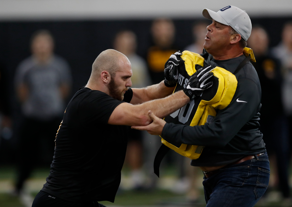 Iowa Hawkeyes linebacker Bo Bower (41) during the team's annual pro day Monday, March 26, 2018 at the Hansen Football Performance Center. (Brian Ray/hawkeyesports.com)