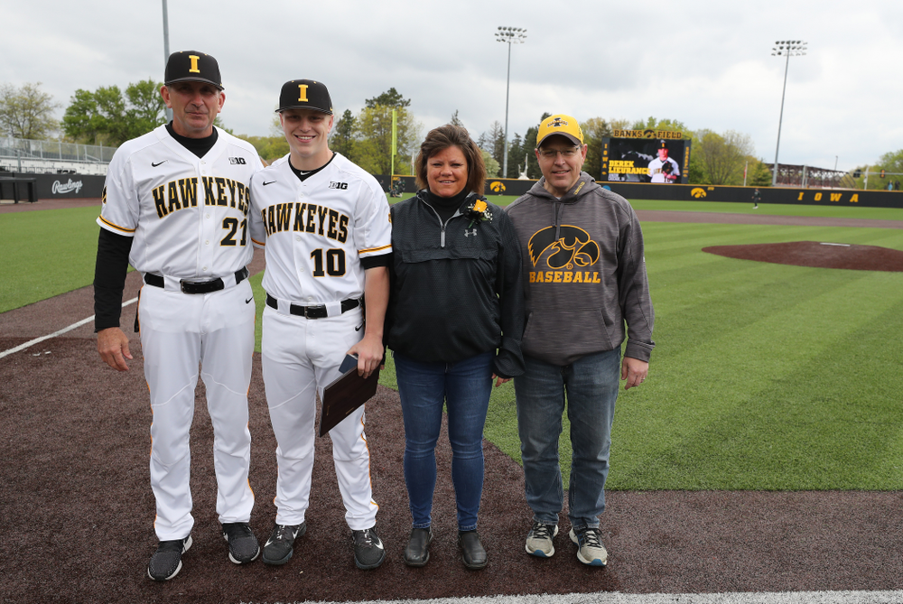 IIowa Hawkeyes Derek Lieurance (10) during senior day festivities before their game against Michigan State Sunday, May 12, 2019 at Duane Banks Field. (Brian Ray/hawkeyesports.com)