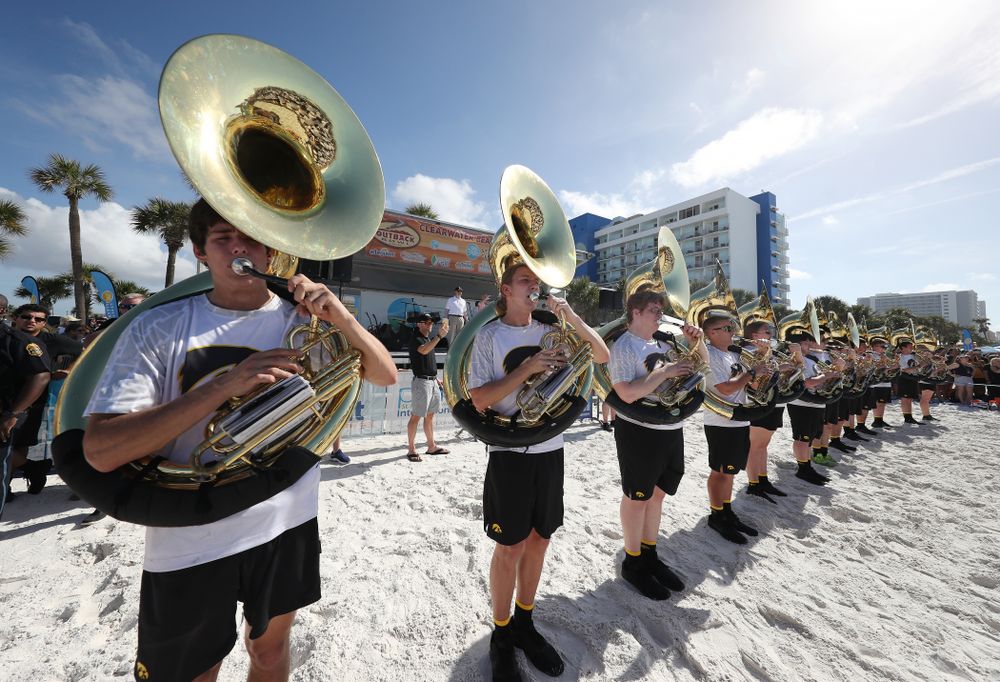 The Hawkeye Marching Band during the Outback Bowl Beach Day Sunday, December 30, 2018 at Clearwater Beach. (Brian Ray/hawkeyesports.com)