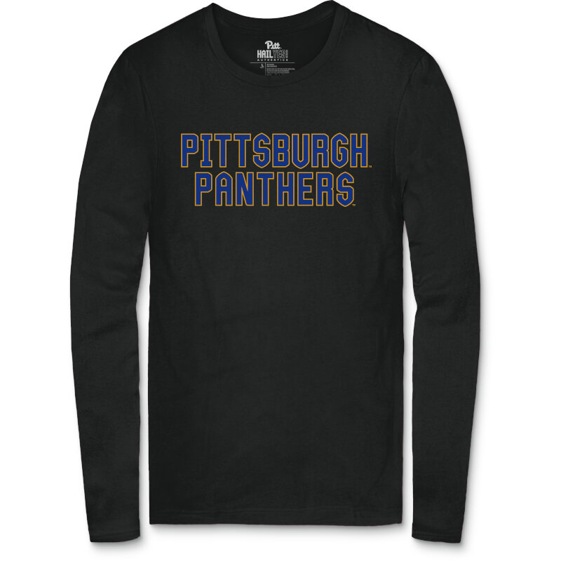 Official Pitt Panthers Team Font Two Color Long Sleeve T ...