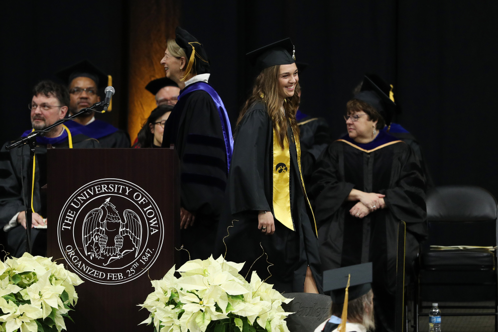 Iowa Women's Tennis' Zoe Douglas during the Fall Commencement Ceremony Saturday, December 15, 2018 at Carver-Hawkeye Arena. (Brian Ray/hawkeyesports.com)
