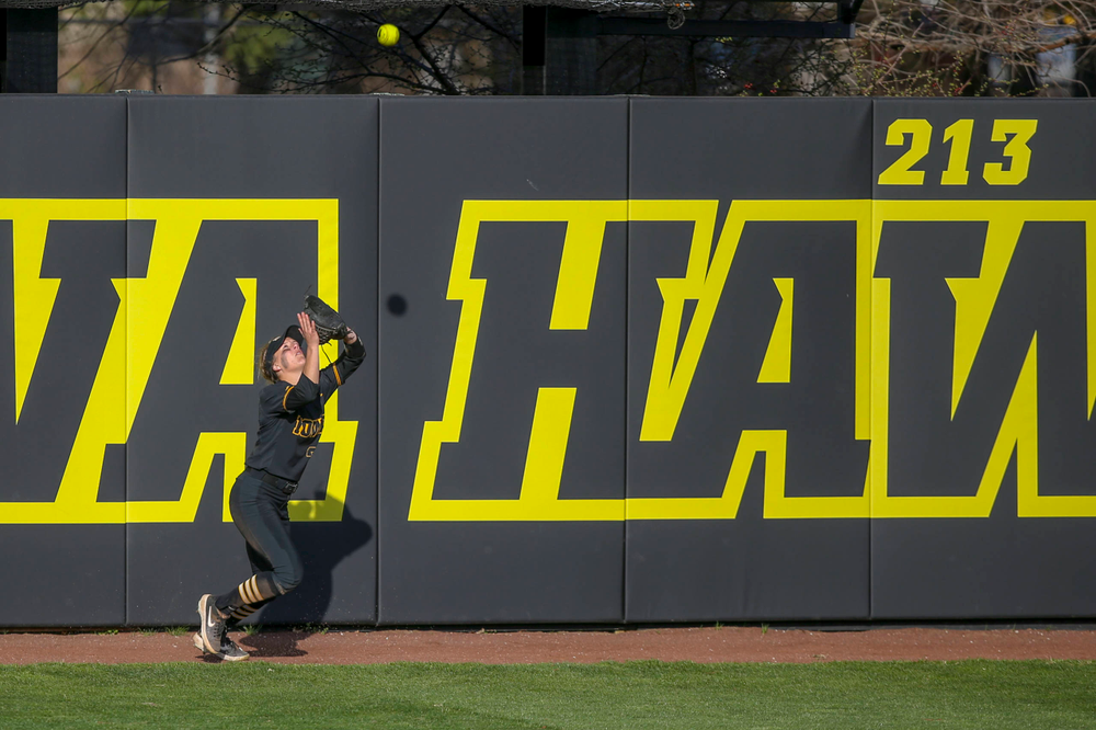 IowaÕs Havyn Monteer (21) at softball vs Illinois game 3 on Saturday, April 13, 2019 at Bob Pearl Field. (Lily Smith/hawkeyesports.com)