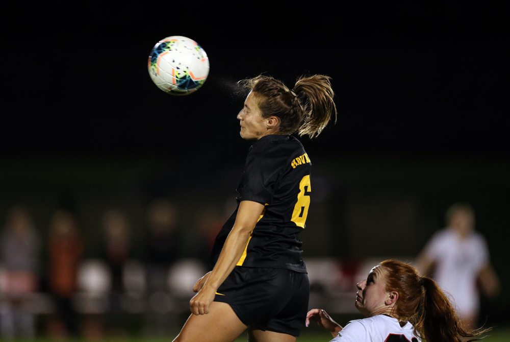 Iowa Hawkeyes midfielder Isabella Blackman (6) against the Nebraska Cornhuskers Thursday, October 3, 2019 at the Iowa Soccer Complex. (Brian Ray/hawkeyesports.com)