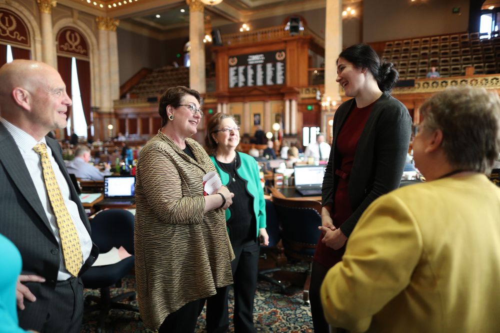 Iowa WomenÕs BasketballÕs Megan Gustafson is recognized with a resolution by the house and the senate at the Iowa State Capitol Wednesday, April 24, 2019 in Des Moines. (Brian Ray/hawkeyesports.com)