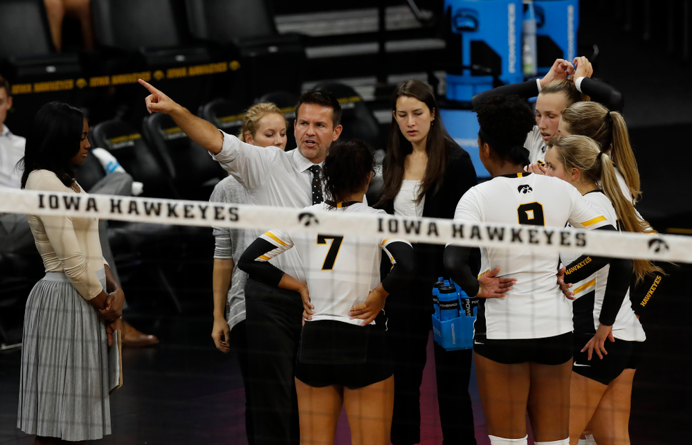 Iowa Hawkeyes head coach Bond Shymansky against Eastern Illinois Sunday, September 9, 2018 at Carver-Hawkeye Arena. (Brian Ray/hawkeyesports.com)