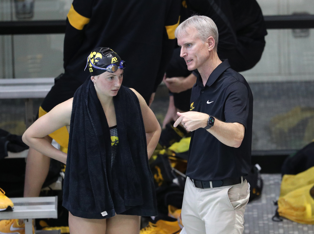 Iowa Hawkeyes head coach Marc Long against Notre Dame and Illinois Saturday, January 11, 2020 at the Campus Recreation and Wellness Center. (Brian Ray/hawkeyesports.com)