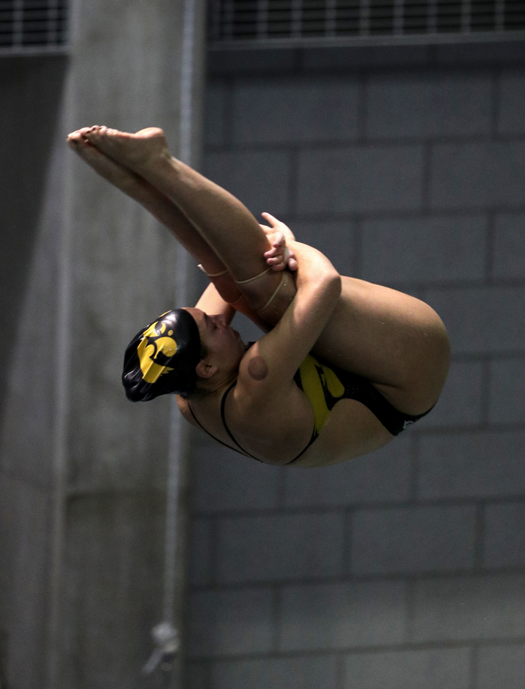 Iowa's Jolynn Harris competes on the 3-meter springboard against the Iowa State Cyclones in the Iowa Corn Cy-Hawk Series Friday, December 7, 2018 at at the Campus Recreation and Wellness Center. (Brian Ray/hawkeyesports.com)
