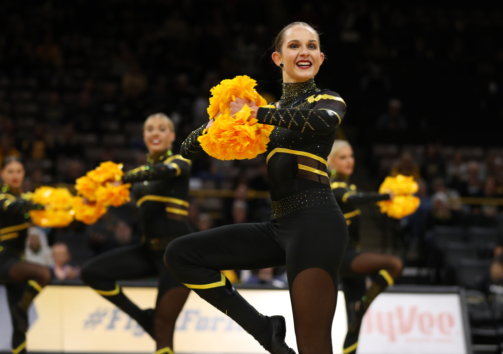 The Iowa Dance Team performs at halftime of the Iowa Hawkeyes game against the Nebraska Cornhuskers Thursday, January 3, 2019 at Carver-Hawkeye Arena. (Brian Ray/hawkeyesports.com)