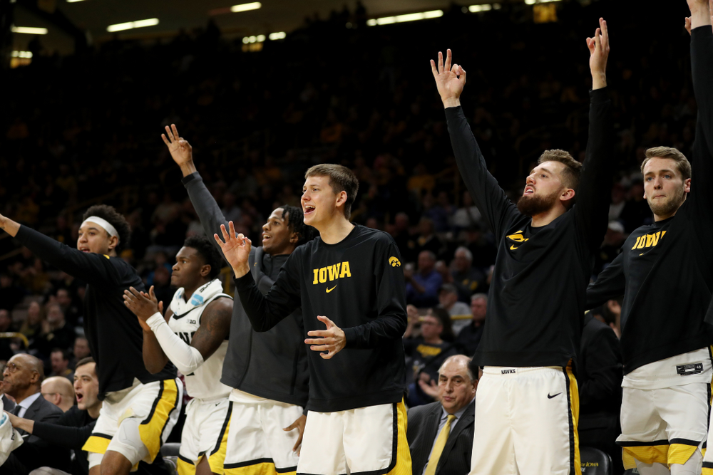 Iowa Hawkeyes guard Austin Ash (13) and guard Jordan Bohannon (3) against North Florida Thursday, November 21, 2019 at Carver-Hawkeye Arena. (Brian Ray/hawkeyesports.com)