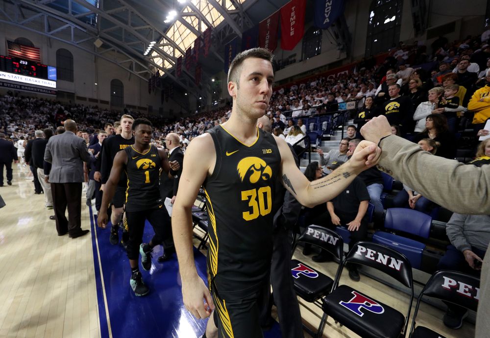Iowa Hawkeyes guard Connor McCaffery (30) against Penn State Saturday, January 4, 2020 at the Palestra in Philadelphia. (Brian Ray/hawkeyesports.com)