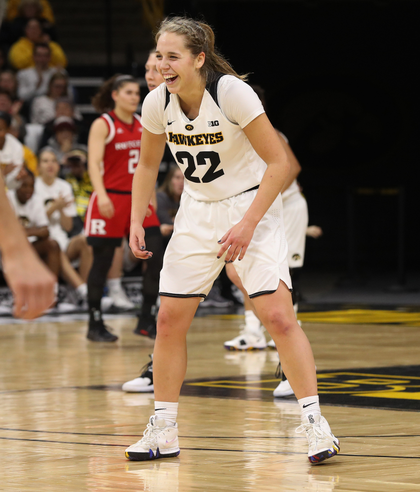 Iowa Hawkeyes guard Kathleen Doyle (22) against the Rutgers Scarlet Knights Wednesday, January 23, 2019 at Carver-Hawkeye Arena. (Brian Ray/hawkeyesports.com)