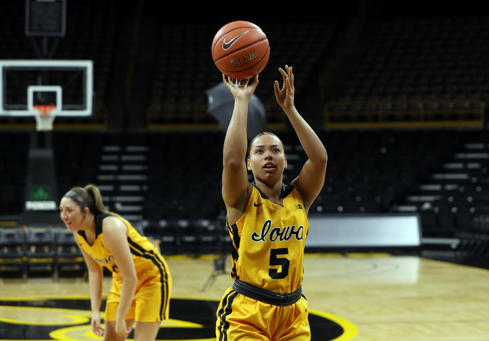 Iowa Hawkeyes guard Alexis Sevillian (5) during the teamÕs annual media day Thursday, October 24, 2019 at Carver-Hawkeye Arena. (Brian Ray/hawkeyesports.com)