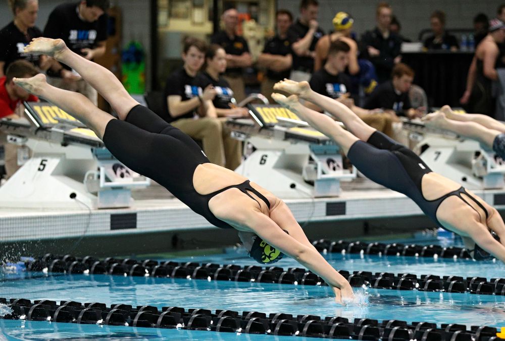 Iowa’s Hannah Burvill swims the women’s 100 yard freestyle consolation final event during the 2020 Women’s Big Ten Swimming and Diving Championships at the Campus Recreation and Wellness Center in Iowa City on Saturday, February 22, 2020. (Stephen Mally/hawkeyesports.com)