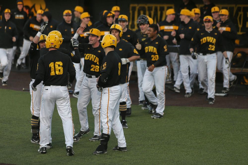 The Iowa baseball team at the game vs. Bradley on Tuesday, March 26, 2019 at (place). (Lily Smith/hawkeyesports.com)