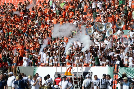 The #14'th ranked University of Miami Hurricanes play the Georgia Tech Yellow Jackets at Sun Life Stadium on October 05, 2013. Photo by Steven...